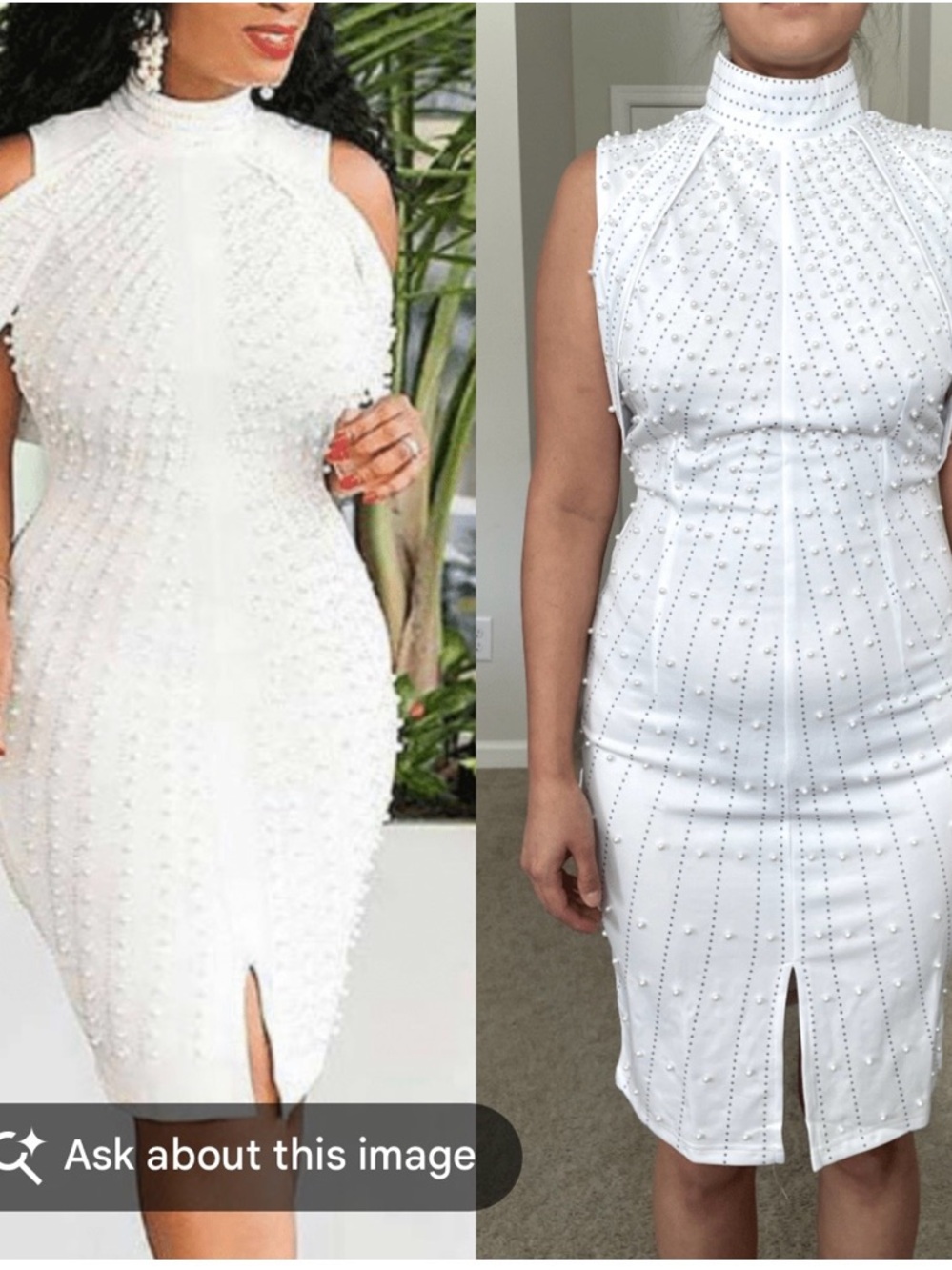 White Embellished High-Neck Sheath Dress by Fashion Nova 4X